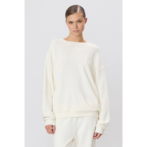 Eterne Oversized Crewneck Sweatshirt in Cream Large New Womens Pullover - Picture 16 of 16